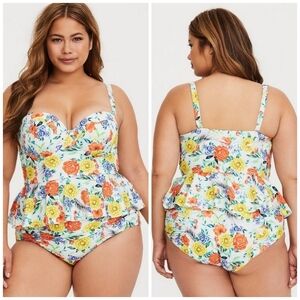 Torrid floral peplum swim top 1X